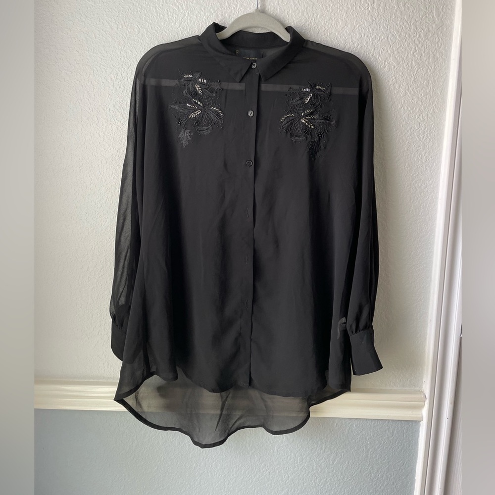 !jeans by buffalo black sheer/ semi transparent top for women
